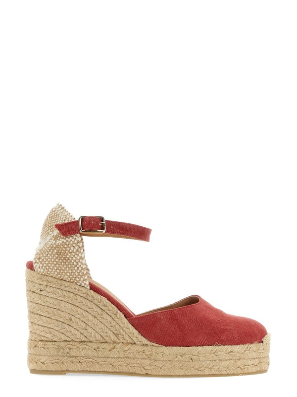 Castañer Red Beige Wedge Sandals