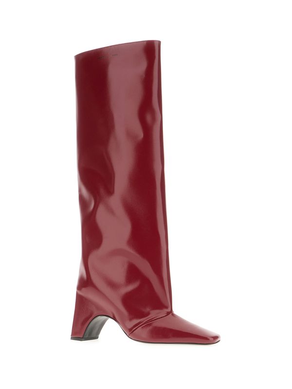 Bridge Glossy Leather High Boots Heel