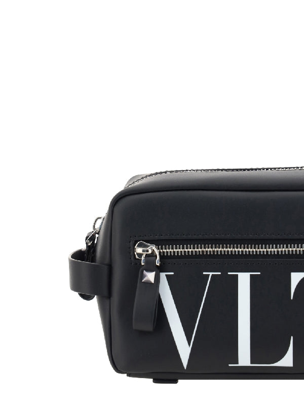 VLTN Logo Leather Clutch Bag