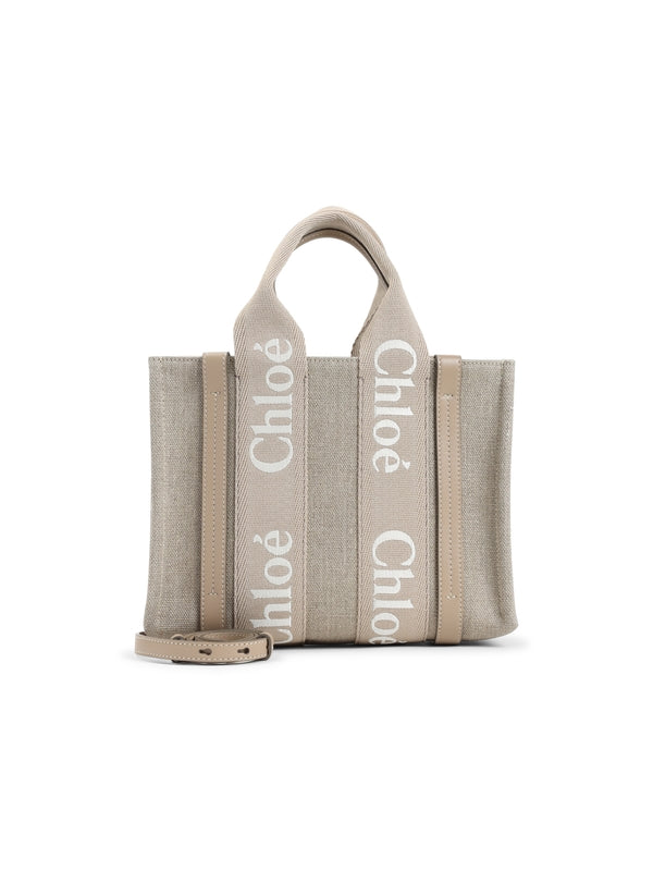 Woody Logo Linen Tote Bag