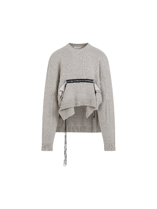 Zipper Pocket Asymmetric Knit