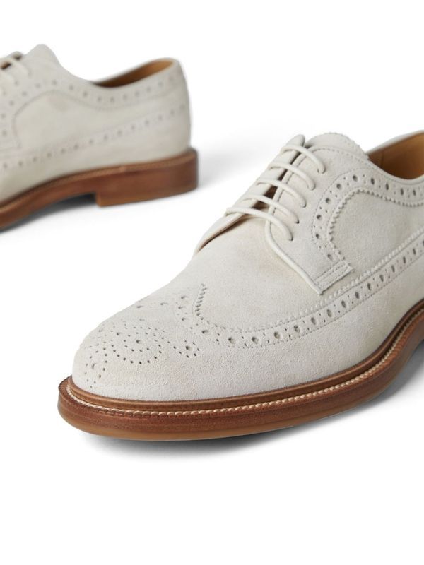 Suede Wingtip Derby Shoes