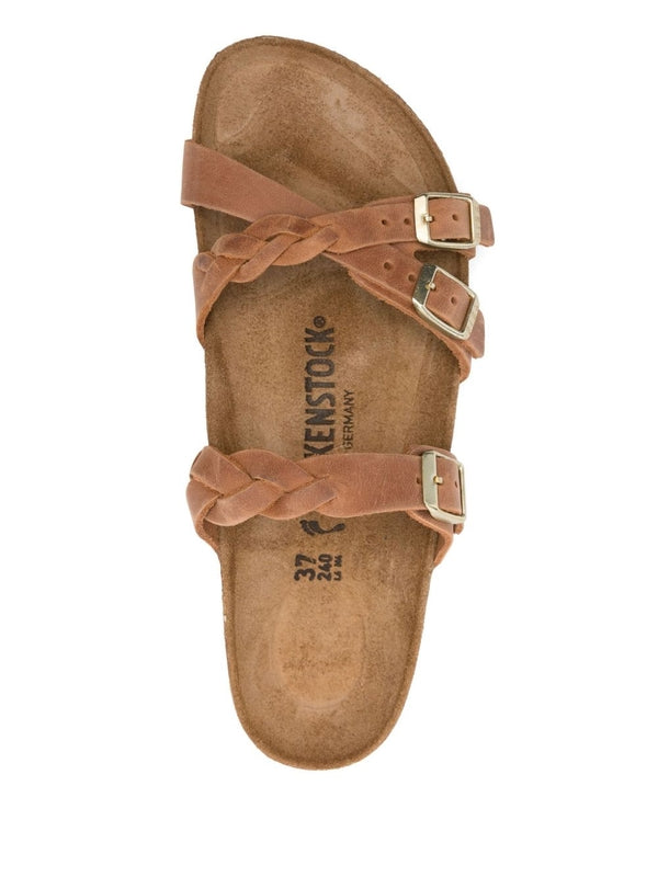 Franca Cross Buckle Leather Sandals