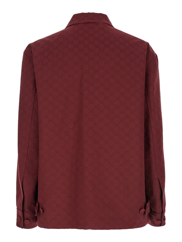 Bordeaux Jacket with All-Over GG Motif in Cotton Blend Man Jackets