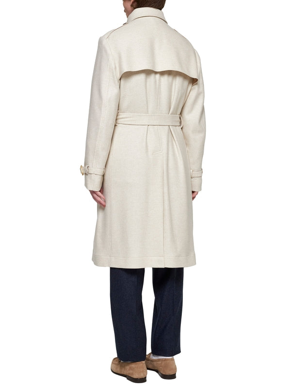 Wool Silk Belt Double Coat