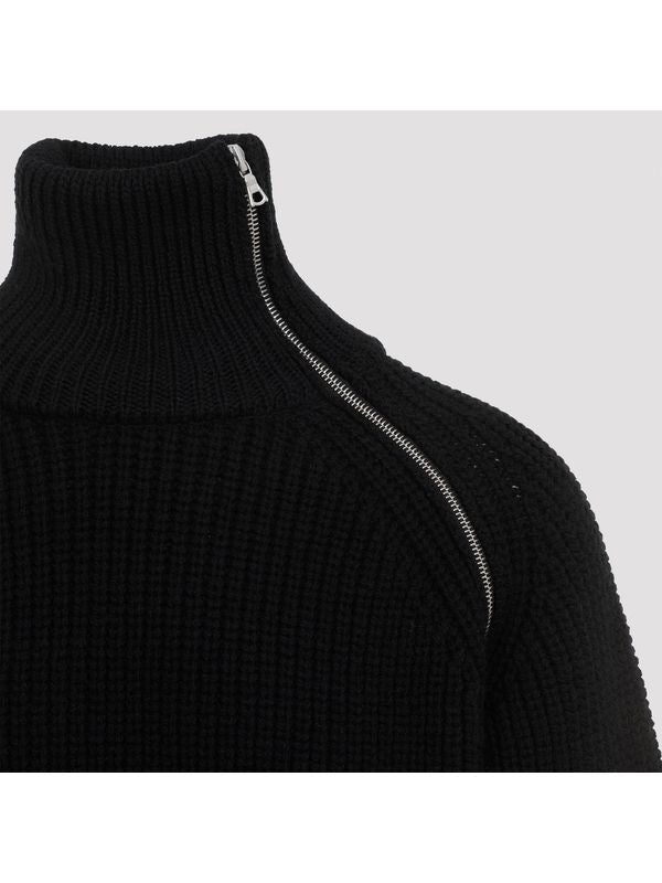 Zipper Wool High Neck Knit