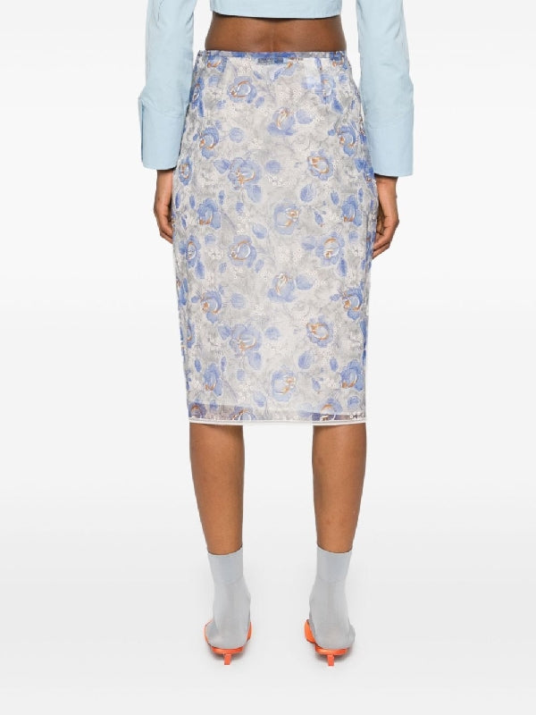 Allover Printing Midi Skirt