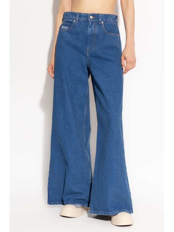 Wide Fit Cotton Denim Pants