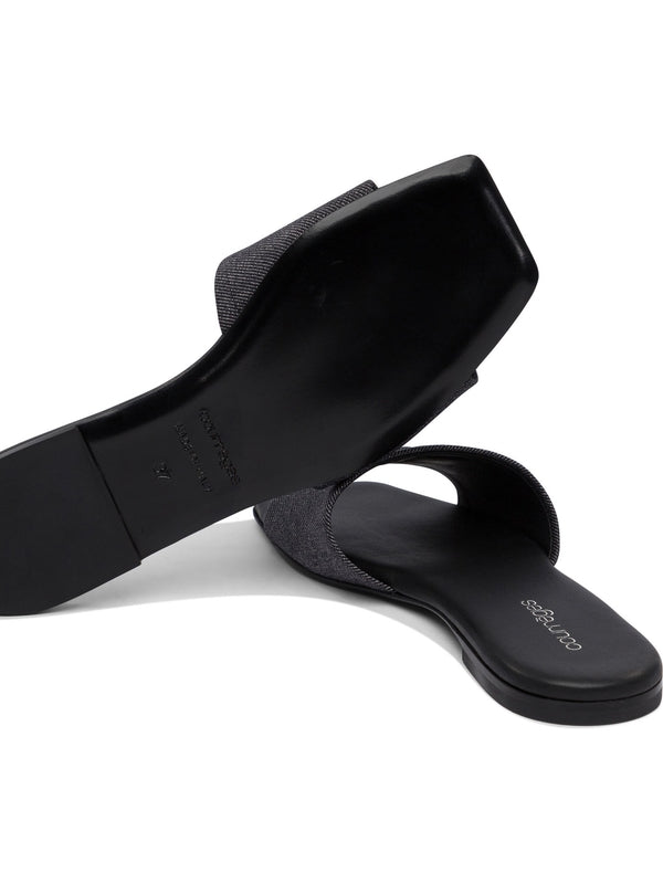 Shadow Logo Detail Leather Slide