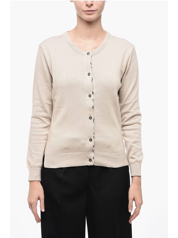 Check Elbow Patch Cashmere Blend Cardigan