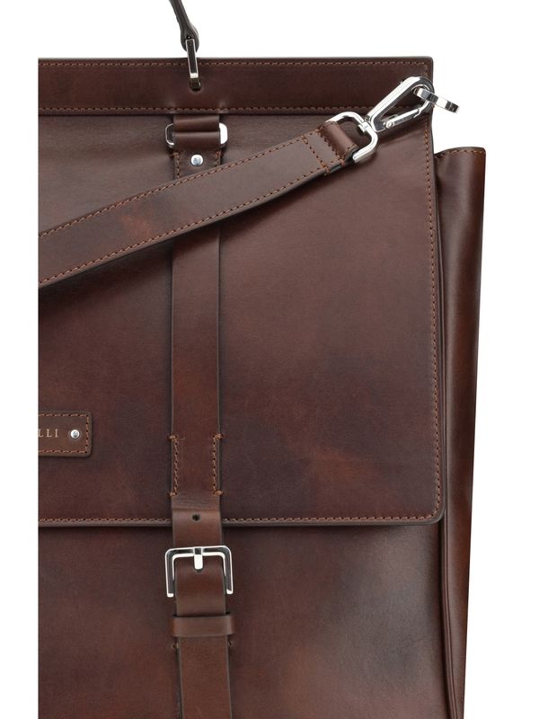 Logo Patch Leather Briefcase