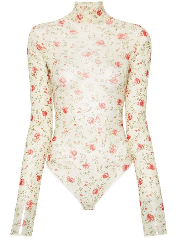 Flower Print High Neck Bodysuit