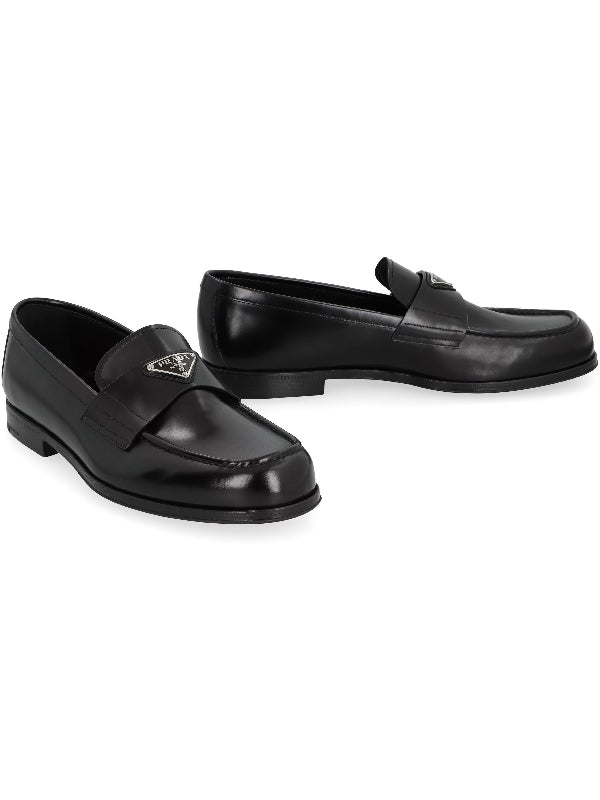 Triangular Logo Leather Loafers