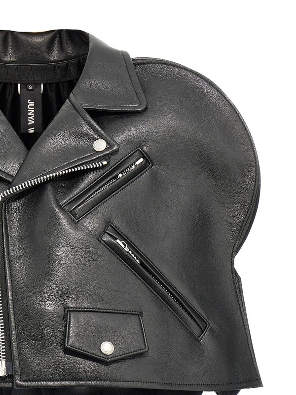 Back Pleat
  Fake Leather Biker Cape