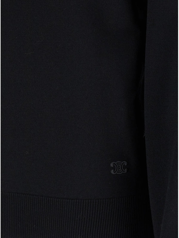 Black High Neck Sweater with Triomphe Detail in Wool Blend Man Knitted