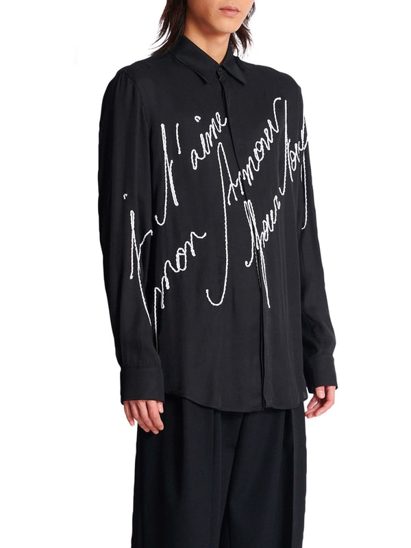 Slogan Printed Viscose Shirt