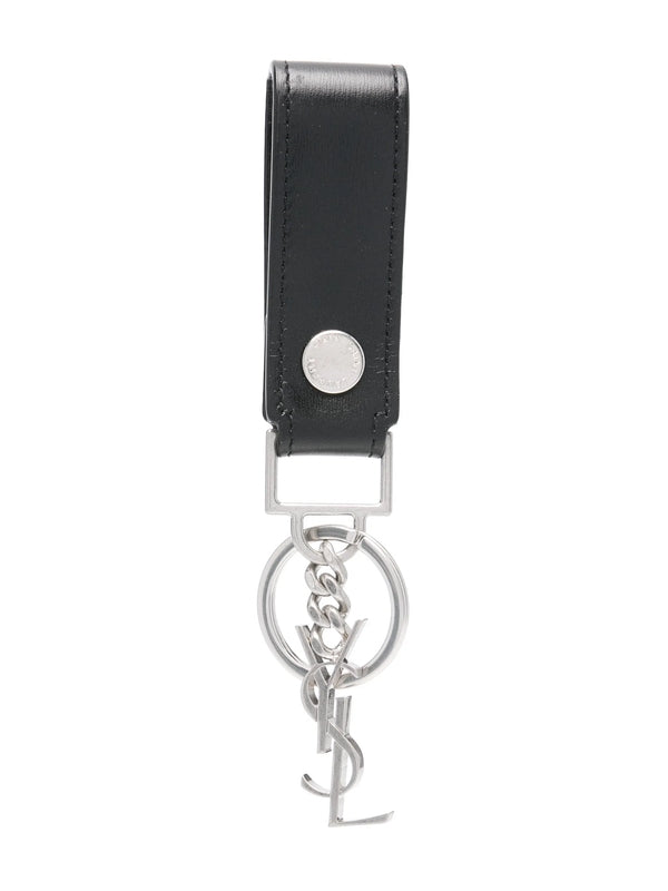 Monogram Logo Charm Leather Keyring