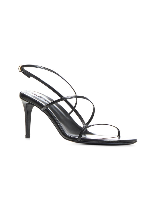 Black Leather Sandal Heels