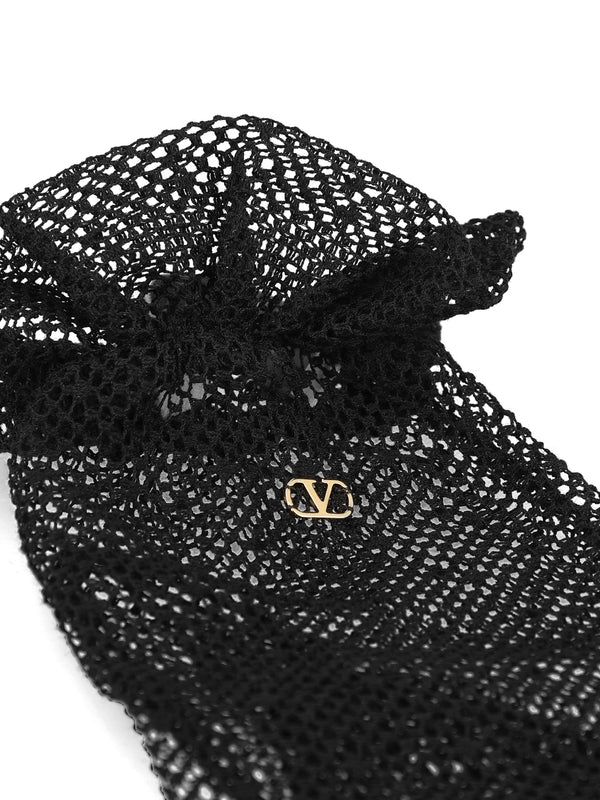 V Logo Accent Tulle Gloves