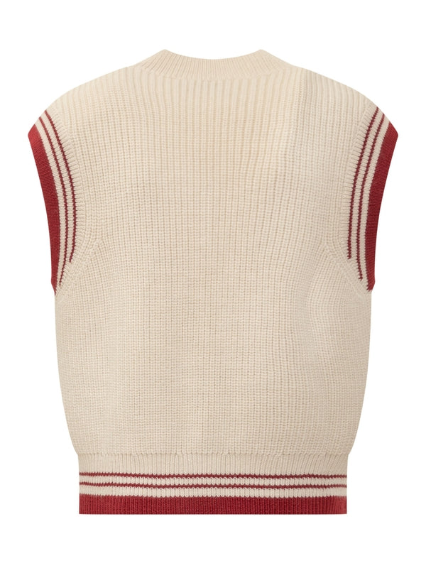 Heart Logo Embroidery Wool Knit Vest