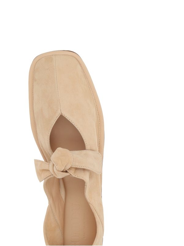 Bow Detail Leather Flat Shoes