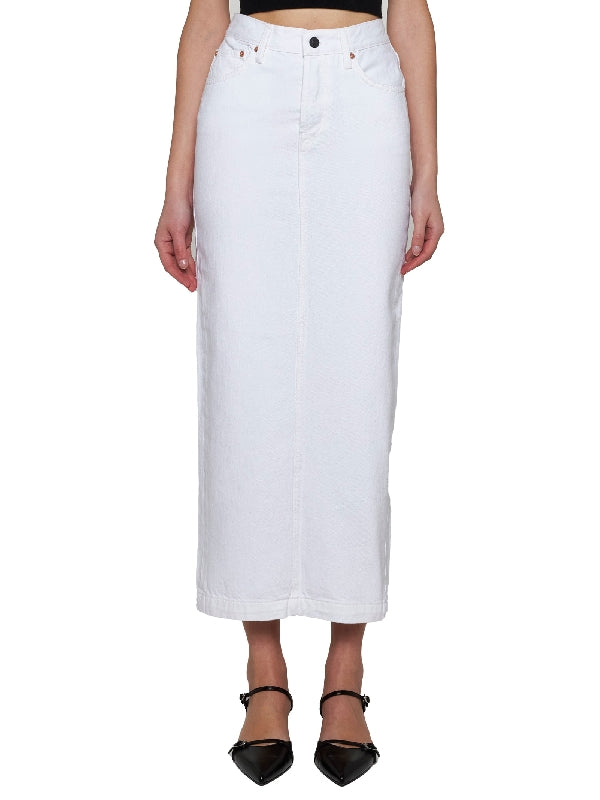 Back Slit Denim Long Skirt