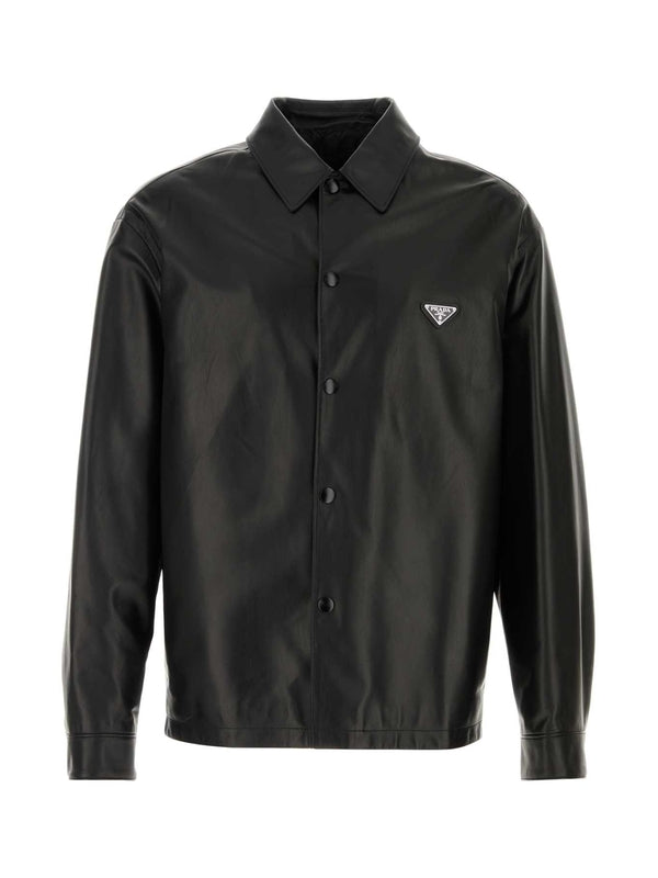 Triangular Logo Leather Shirt