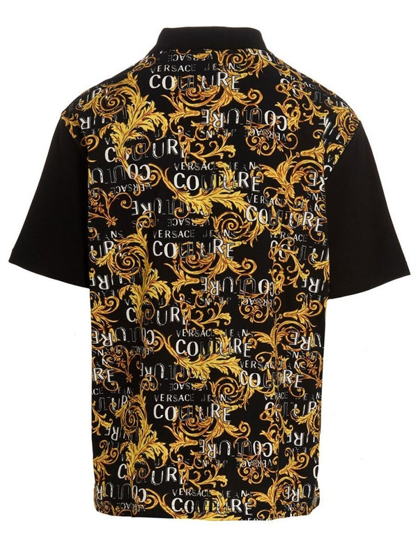 Baroque Pattern Panel Polo Shirt