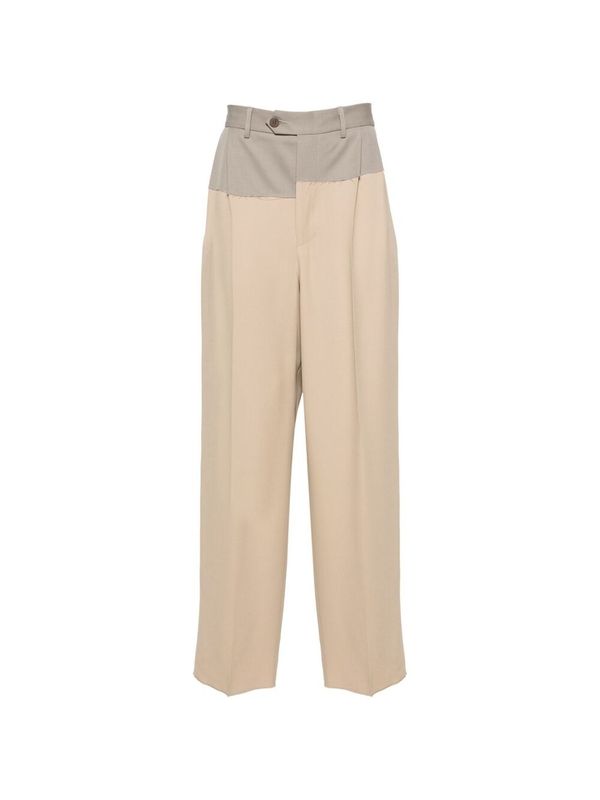 Color Block Virgin Wool Straight Pants