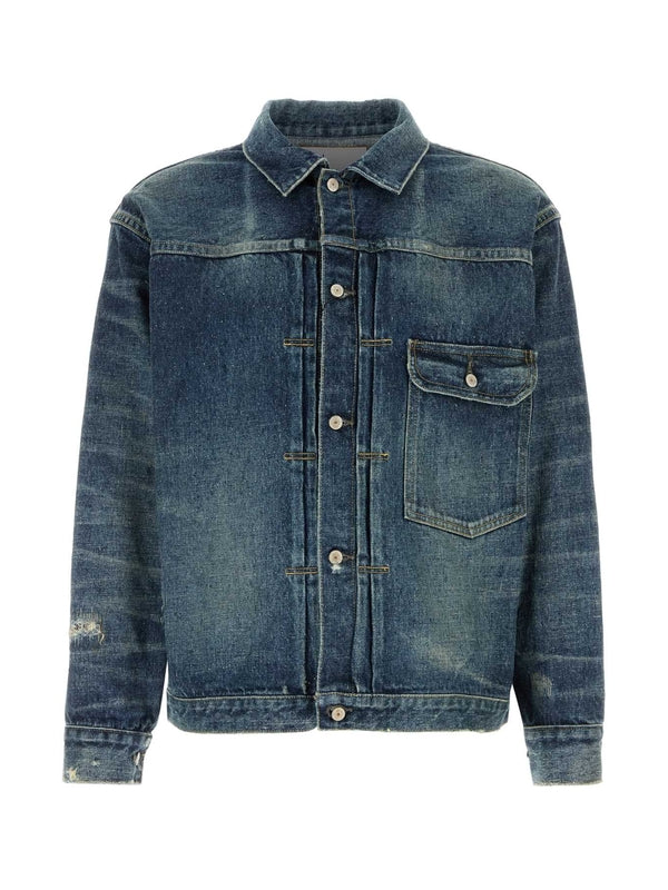 Flap Pocket Washed Denim Jacket