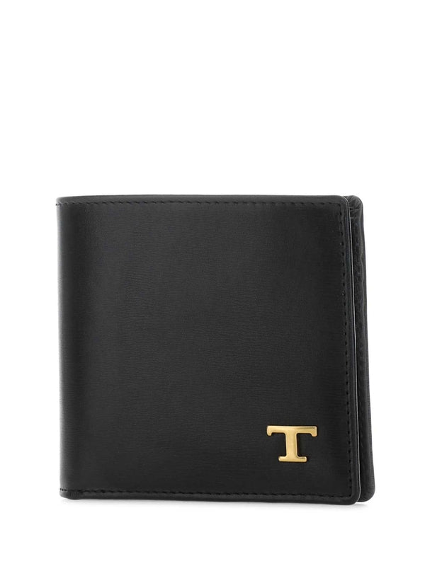 T Metal Logo Leather Wallet