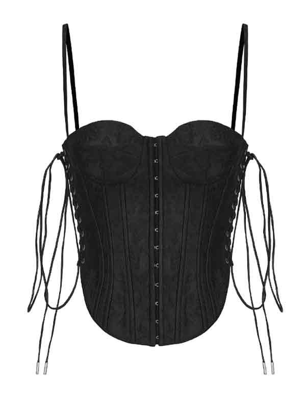 Jacquard Lace-Up Corset Top