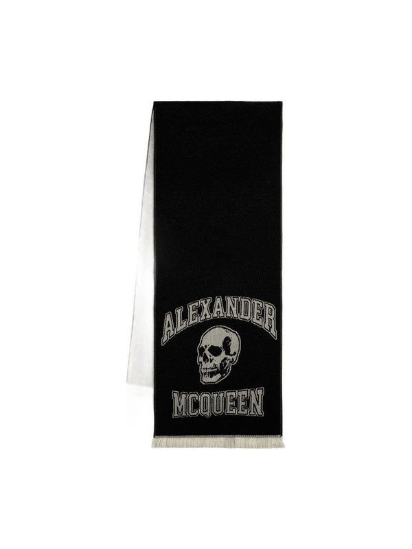 Alexander Mcqueen Black Wool Mufflers