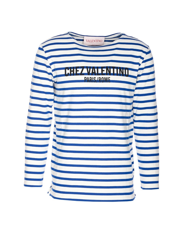 Valentino White Sky Blue Long Sleeve Top