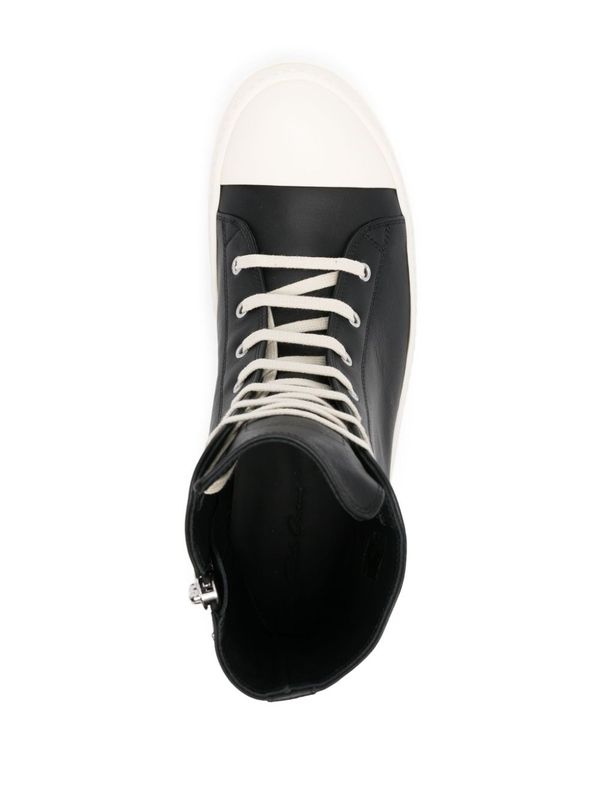 Zipped Leather High-Top Sneakers