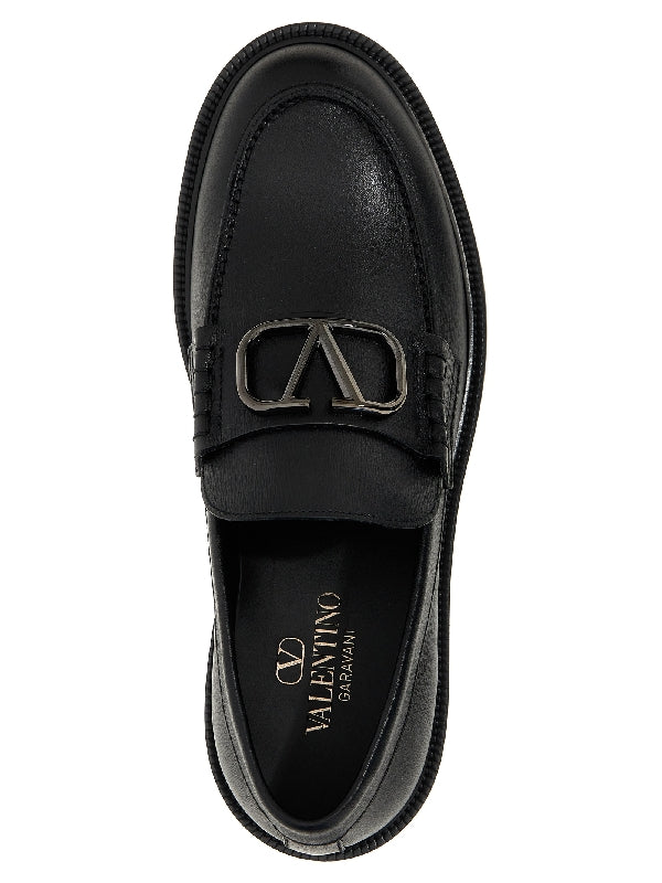 V Logo Leather Loafer