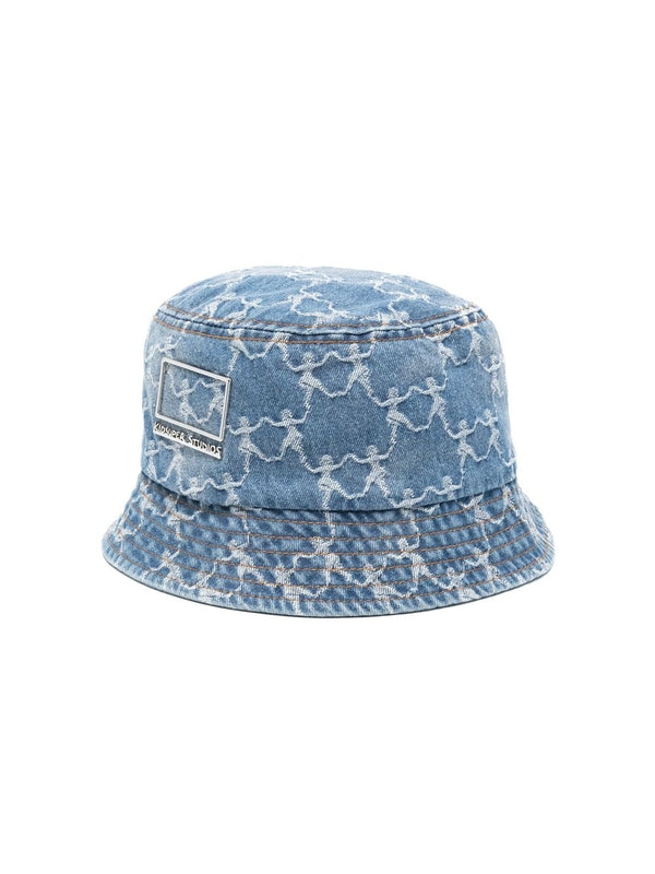 Dancing Embroidered Denim Bucket Hat