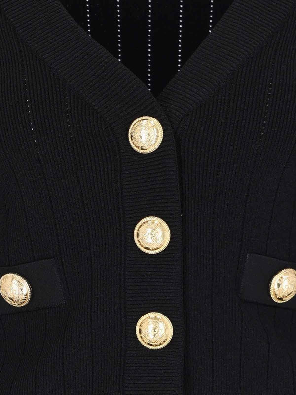 Gold Button V-Neck Cardigan