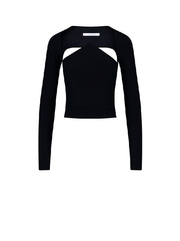 Cutout Nylon Long Sleeve Top