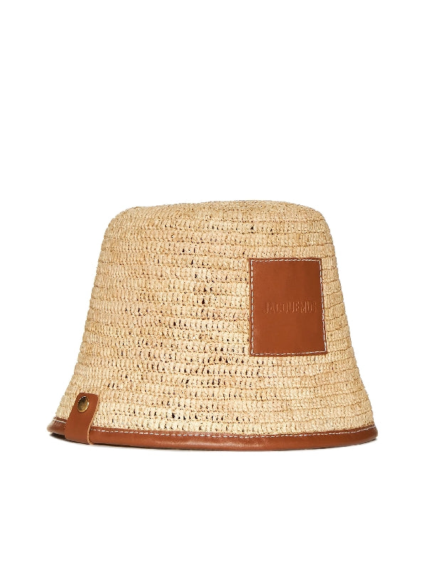 Logo Patch Raffia Bucket Hat