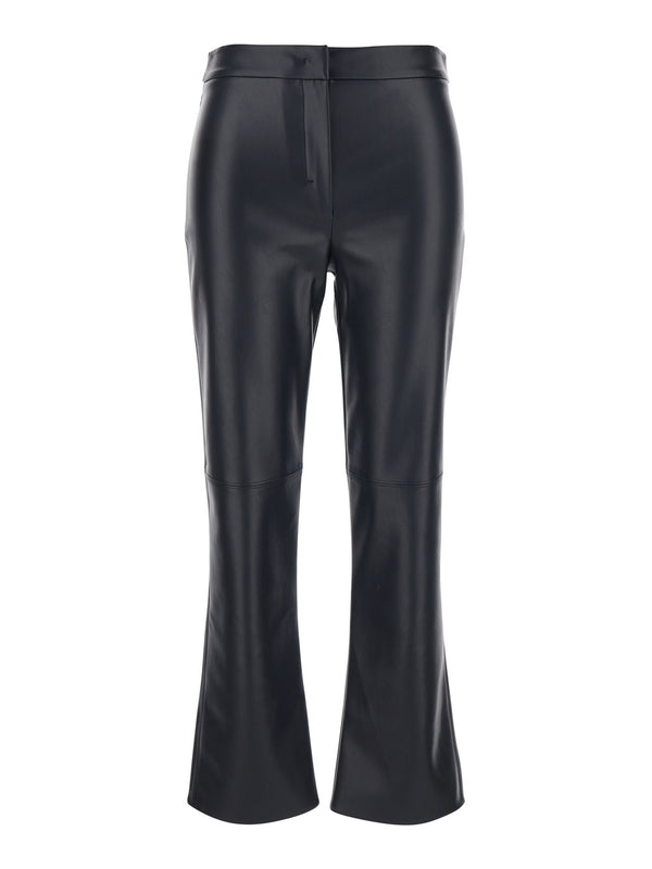 'Sublime' Black Pants with Flared Leg in Eco Leather Woman Trousers