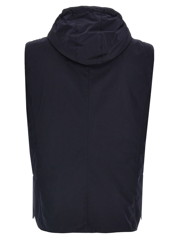 High-Neck
  Hooded Zip-Up Vest