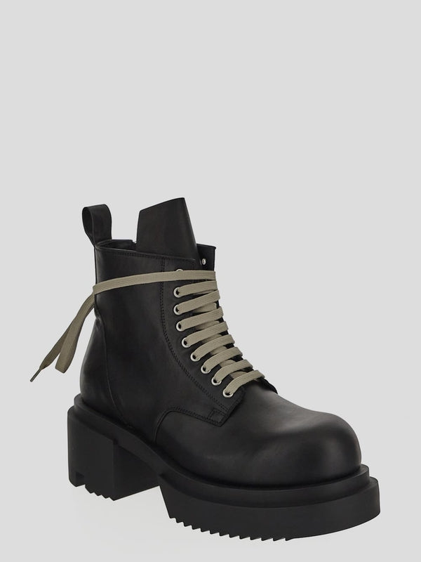 Black Leather Lace-Up Boots