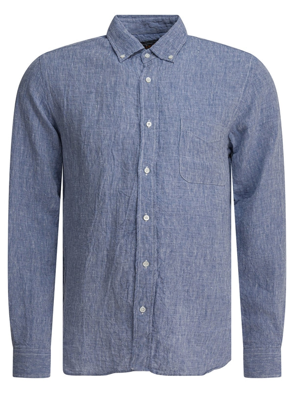 Beams + Linen Solid Blue Shirts