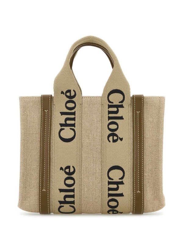 Woody Logo Linen Tote Bag