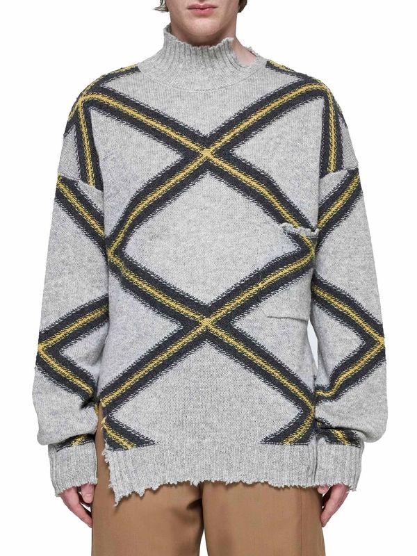 Argyle Pattern High Neck Wool
  Knit