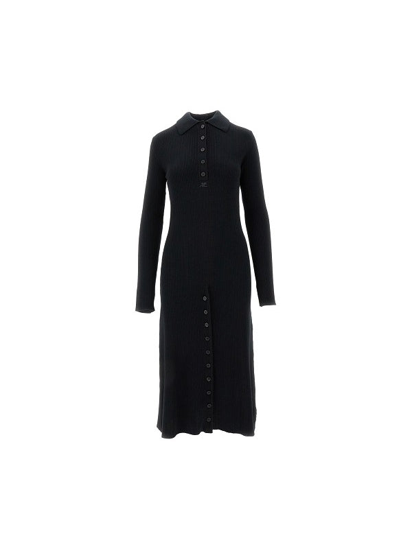 ボタンポロニットドレス