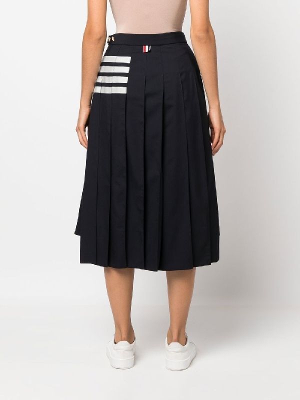 4-Bar Wool Pleated Skirt