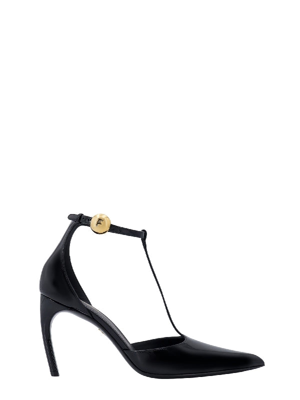 T-strap Leather Sandal Heel