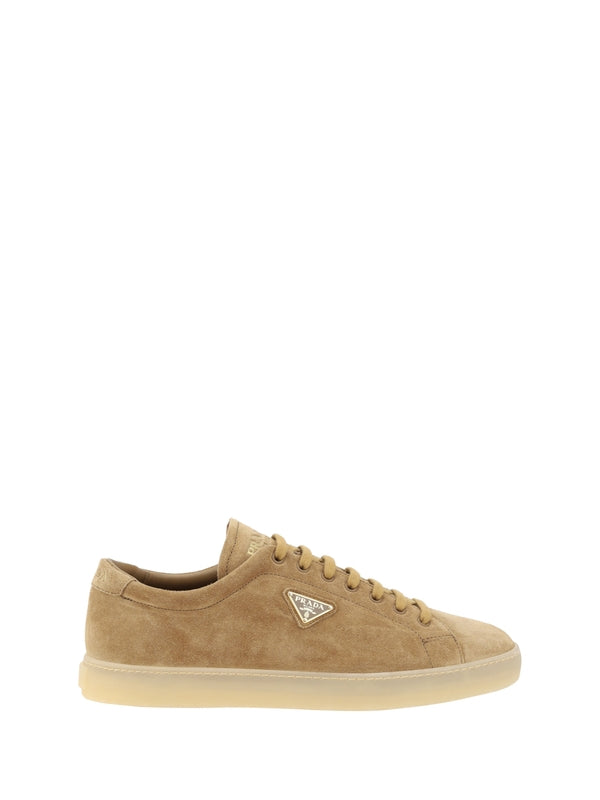 Triangle Logo Suede Low Top Sneakers